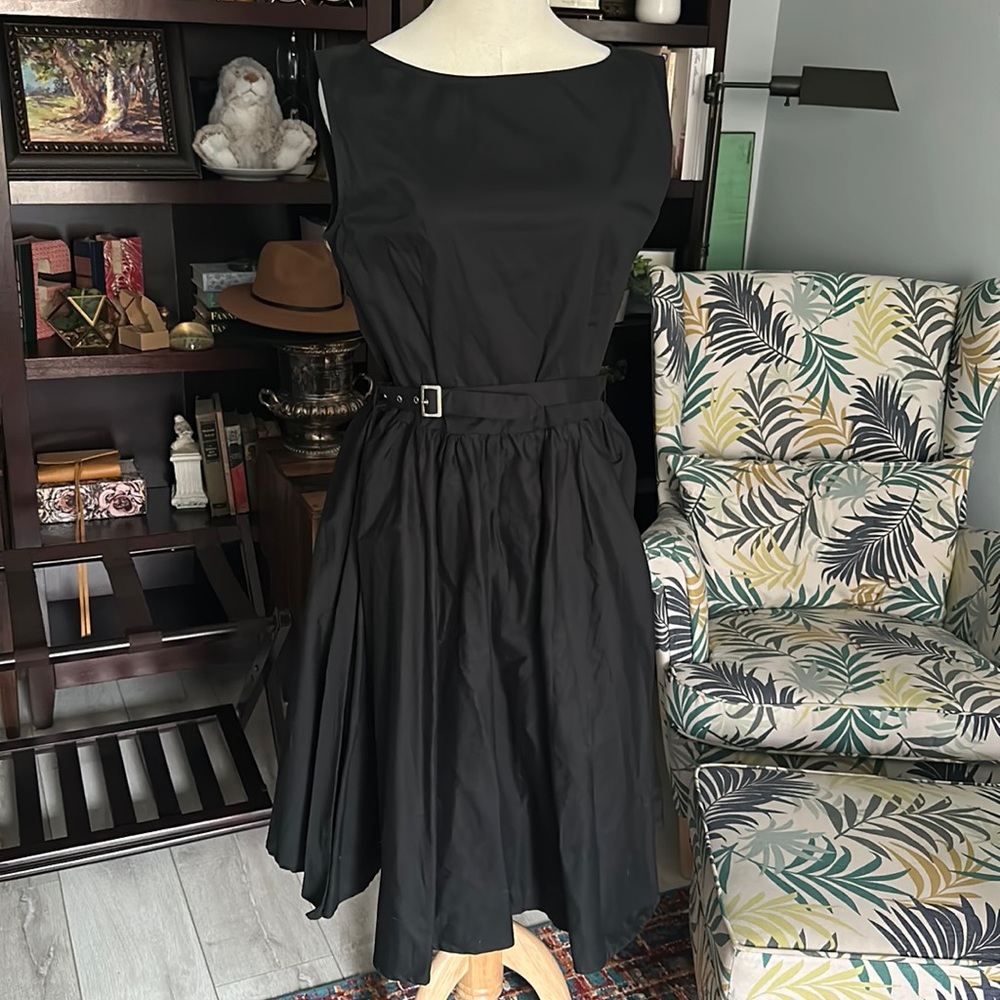 NWT Lindy Bop Pinup 1950s Retro Style Little Black Dress Belt UK 16 USA 12